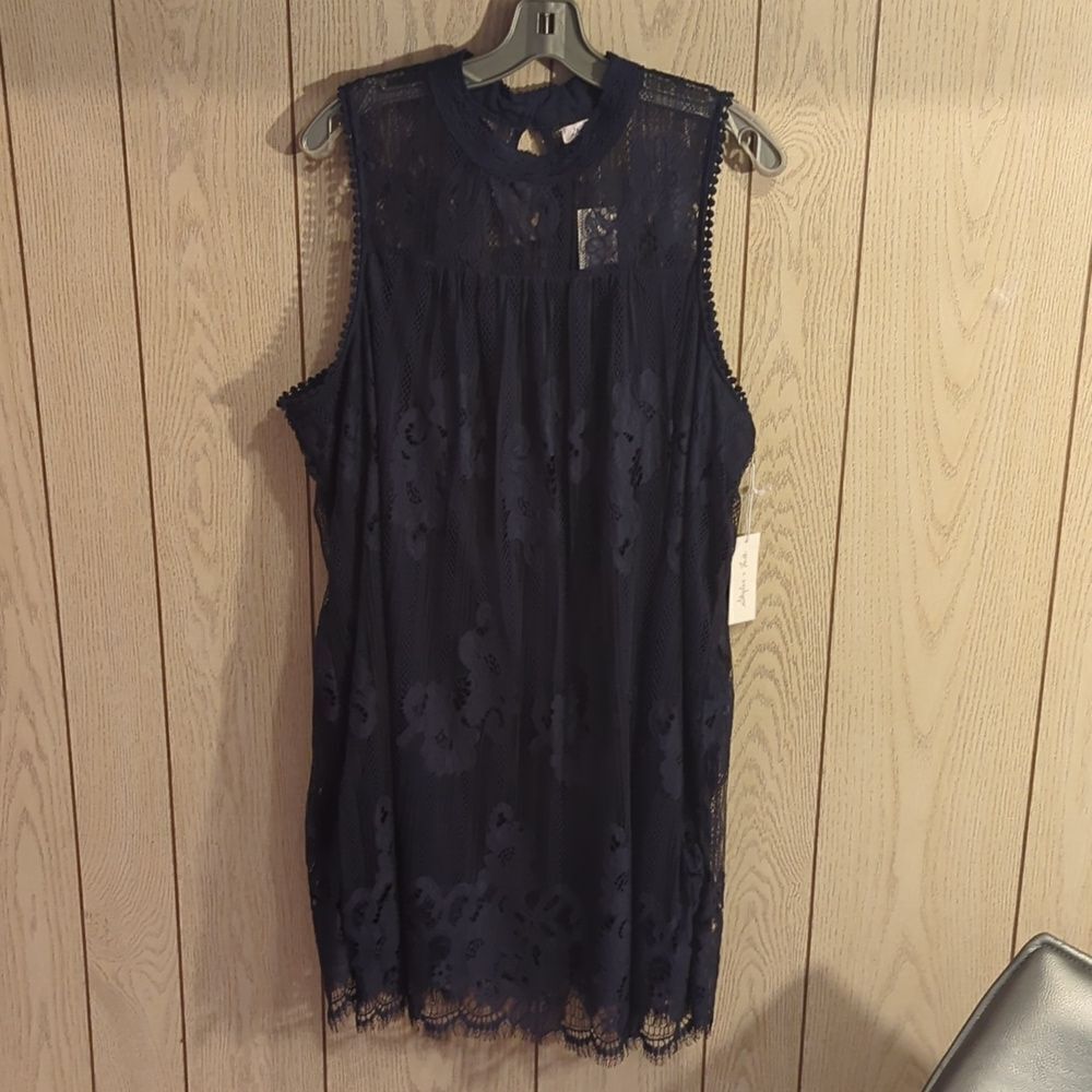 Skylar + Jade Dress Womens Medium Darkest Indigo‎ Lace Halter Sleeveless NEW